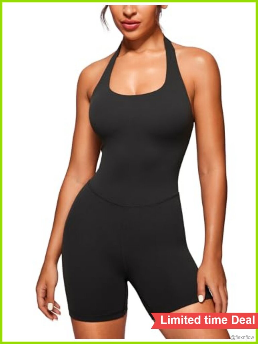 Butterluxe Halter Backless Romper with Built-in Pads and 6 inch shorts